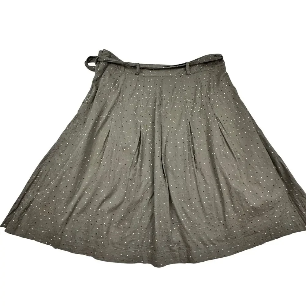 Boden 100% Cotton Embroidered Dot Full Circle Skirt Women's Size 16R